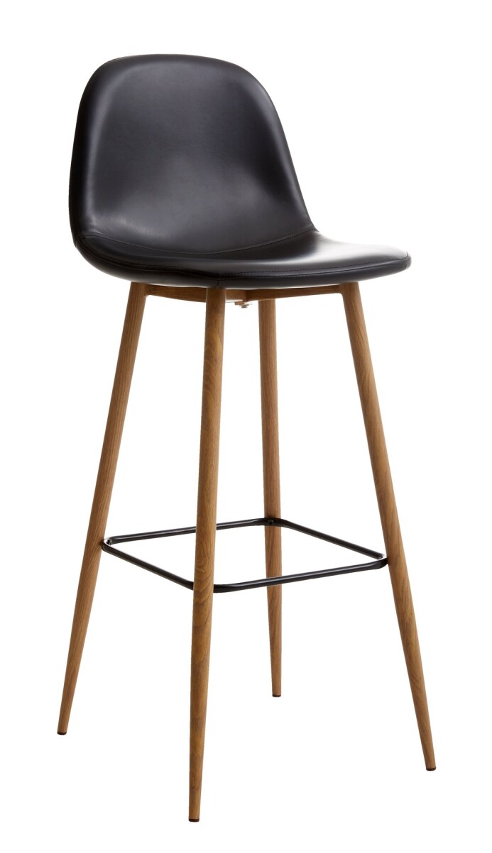 Taburete de bar JONSTRUP polipiel negro/color roble 