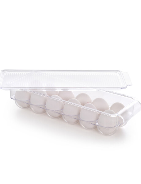 Huevera de plastico para 12 huevos con tapa Blanco