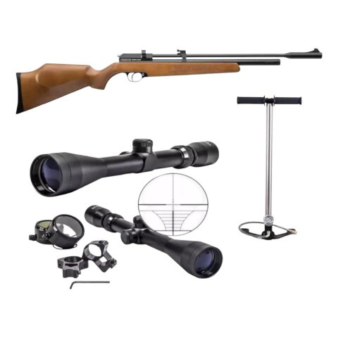 Combo Rifle Pcp Pr900S calibre 5,5 mm + Mira + Inflador Combo Rifle Pcp Pr900S calibre 5,5 mm + Mira + Inflador