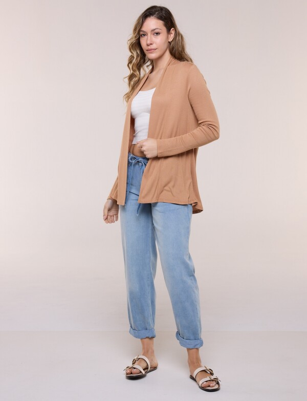 Cardigan De Punto Acanalado TOSTADO