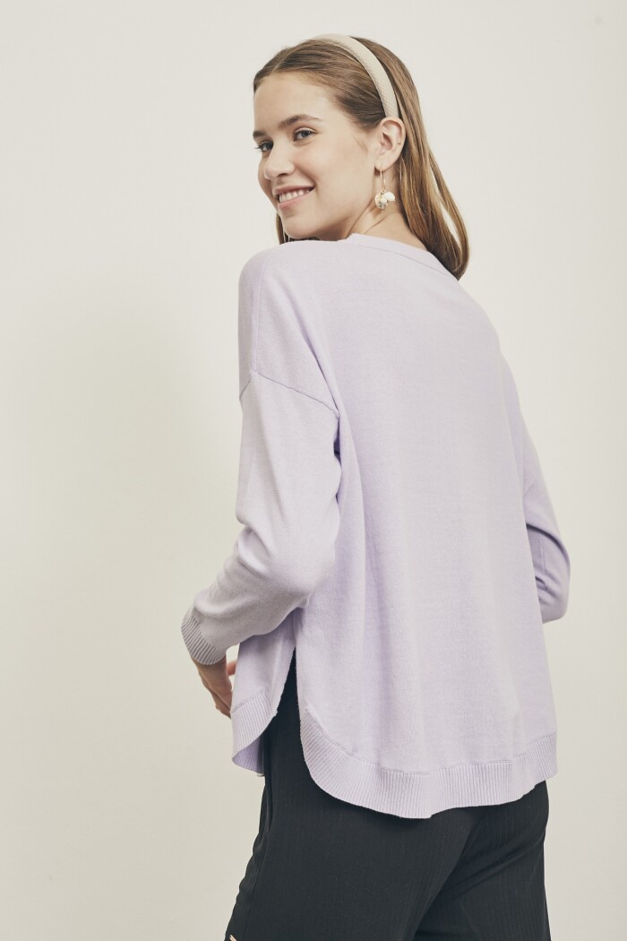 Sweater Tejido Algodón Lila