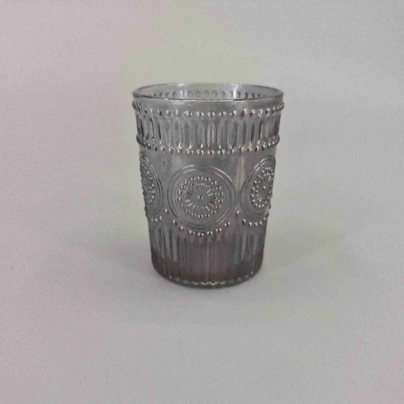 Vaso de Vidrio Labrado Corto Set 6 Unidades Grafito