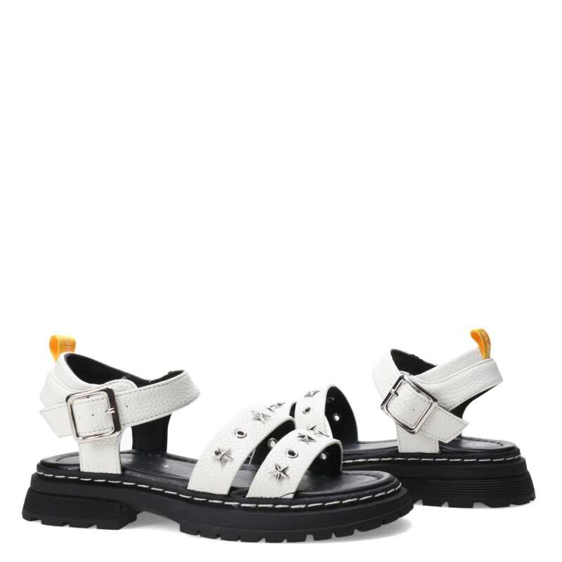 Sandalias de Niña MINI Miss Carol Tartan Con Tachas Blanco