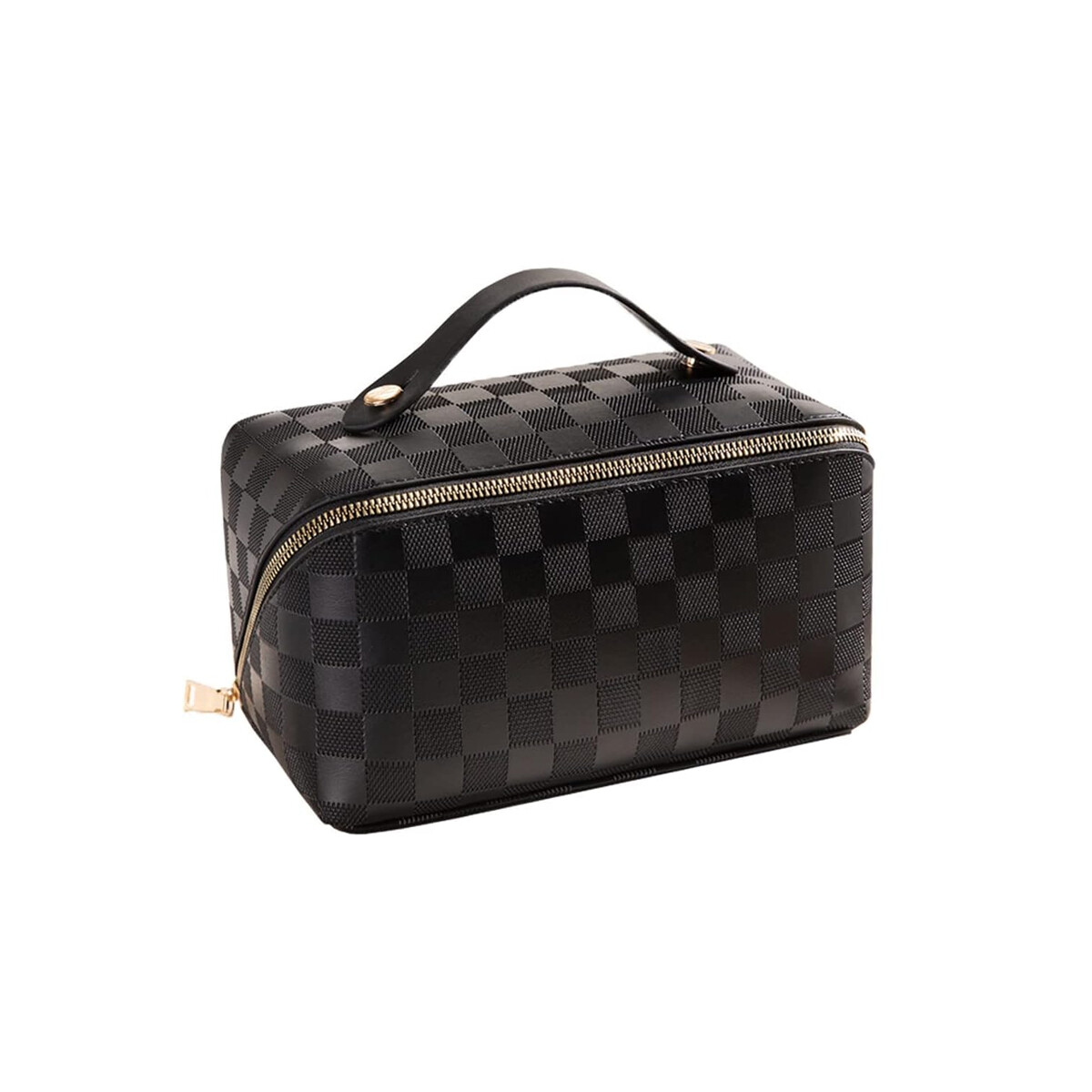 Neceser Cuerina Con Asa Estilo Maletin - Negro 