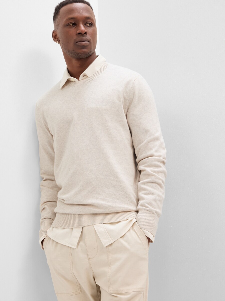 Buzo Cuello En V Hombre - Cream 