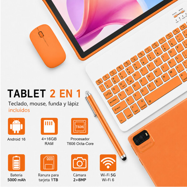 Tablet Cp31m 20gb (4+16)ram 128gb NARANJA