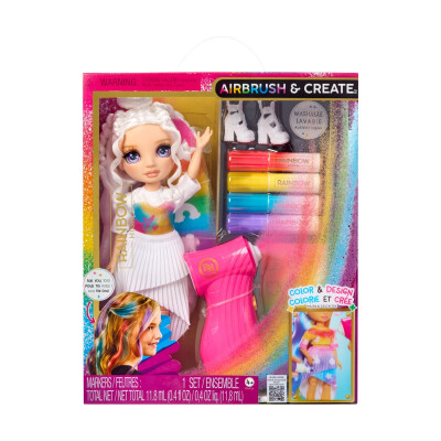 Rainbow High Muñeca Violeta con Kit de Aerógrafo, Rotuladores Arco Iris Lavables Rainbow High Muñeca Violeta con Kit de Aerógrafo, Rotuladores Arco Iris Lavables