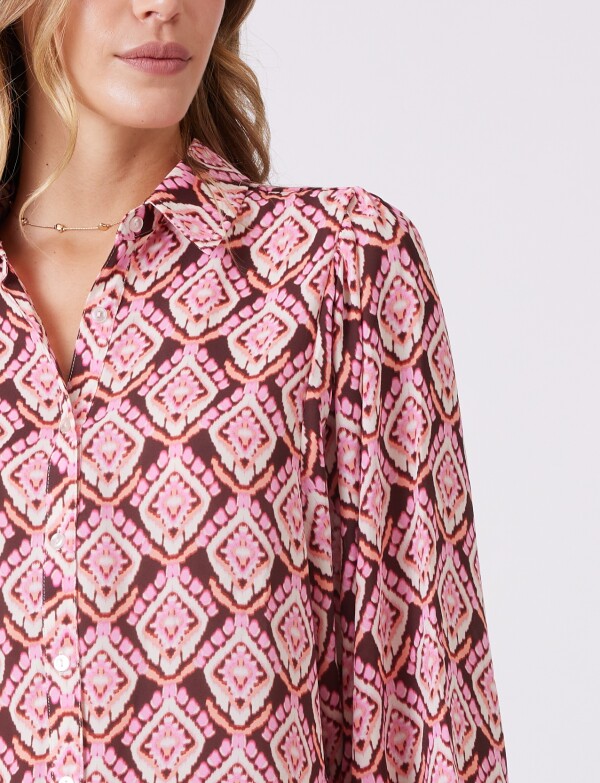 Camisa Gasa Print MULTI/ROSA