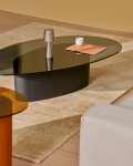 Mesa de centro Olir de vidrio templado y acero negro 140 x 80 cm