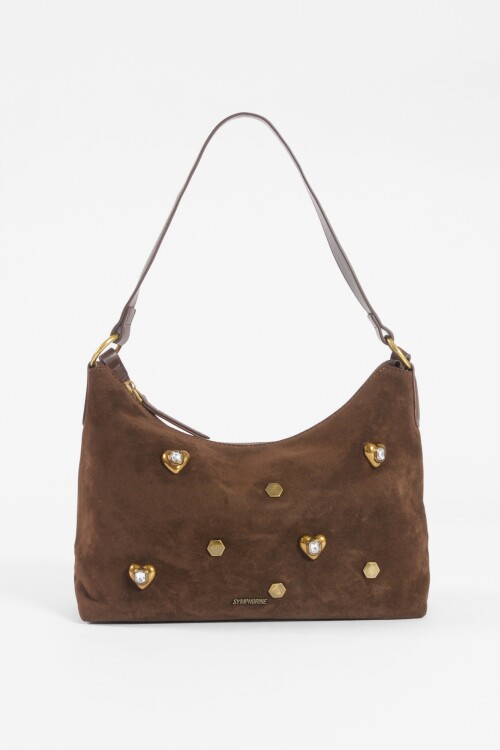 Bandolera vintage tachas strass chocolate
