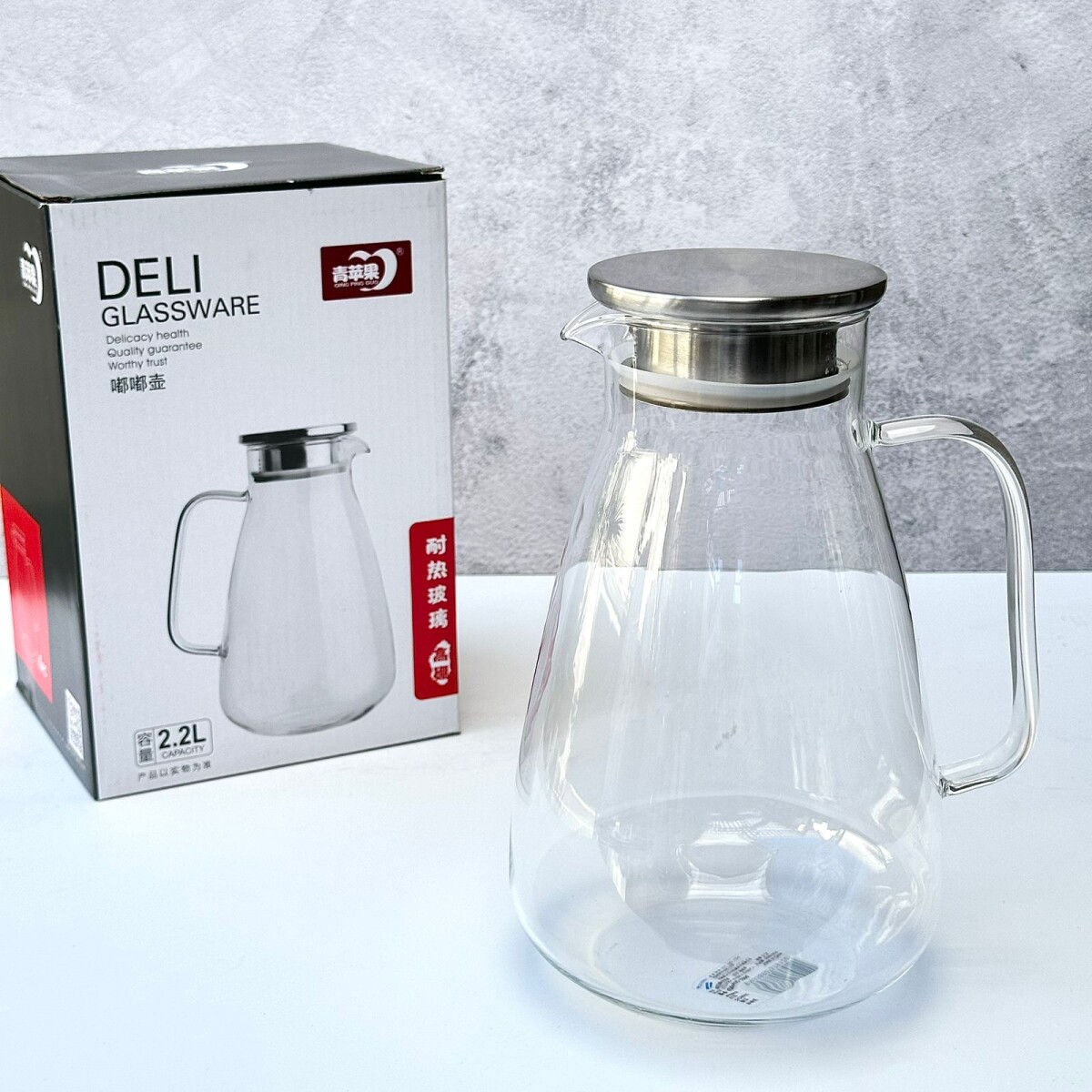 Jarra De Vidio Borisilicato Tapa Metal 2.2L 