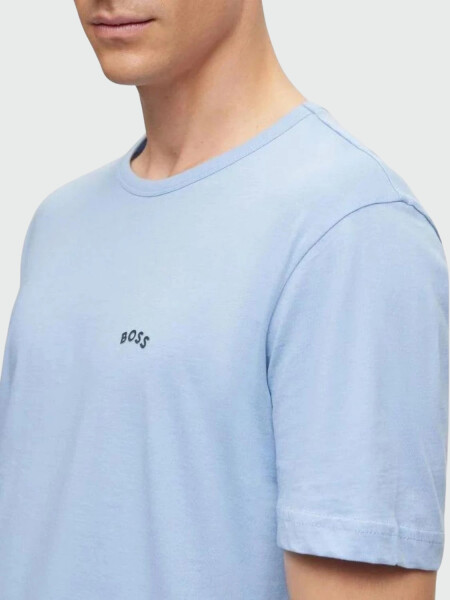 Hugo Boss -Remera básica de algodón, regular fit, TEE CURVED Celeste