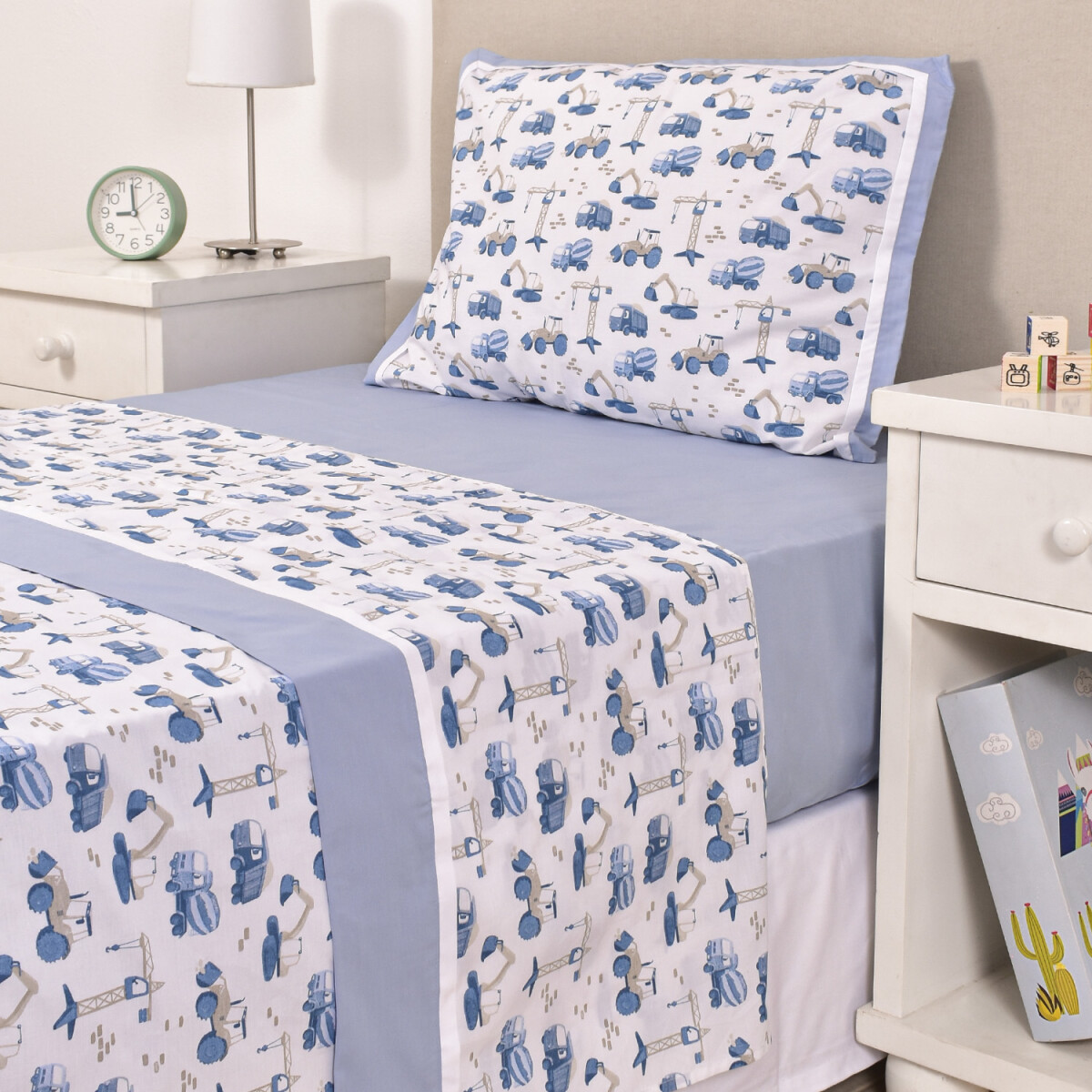 Juego de sábana Kids Construccion Azul – Twin 