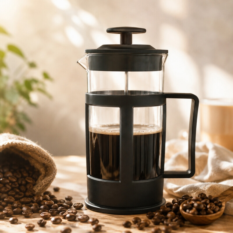 Cafetera francesa de vidrio y plástico 800 ml NEGRO