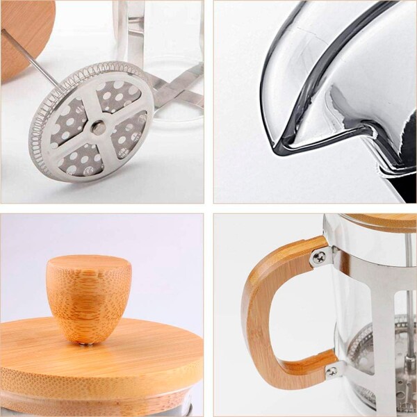 Cafetera Francesa Prensa Émbolo Piston Bambú 600Ml 6 Tazas Cafetera Francesa Prensa Émbolo Piston Bambú 600Ml 6 Tazas
