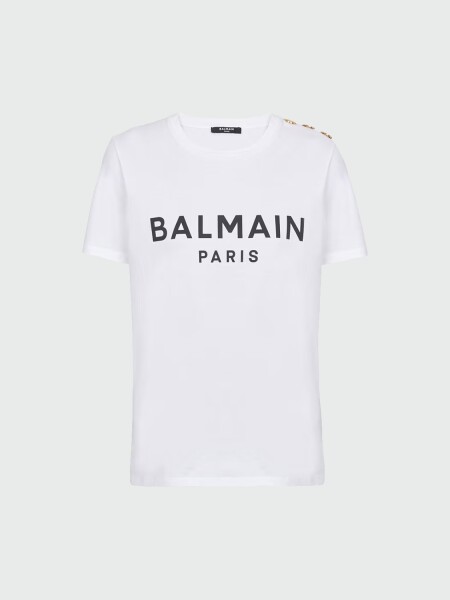 BALMAIN - T-SHIRT CLÁSICA ESTAMPADO PARIS Blanco