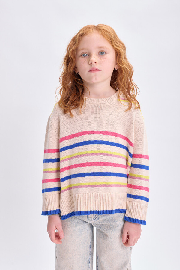 Buzo punto rayado Beige