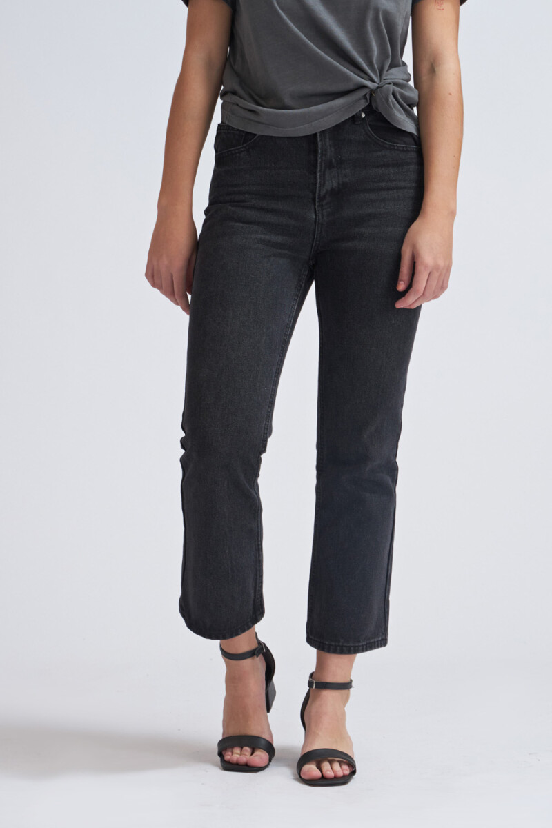 Pantalón de jean cropped flare - Negro 