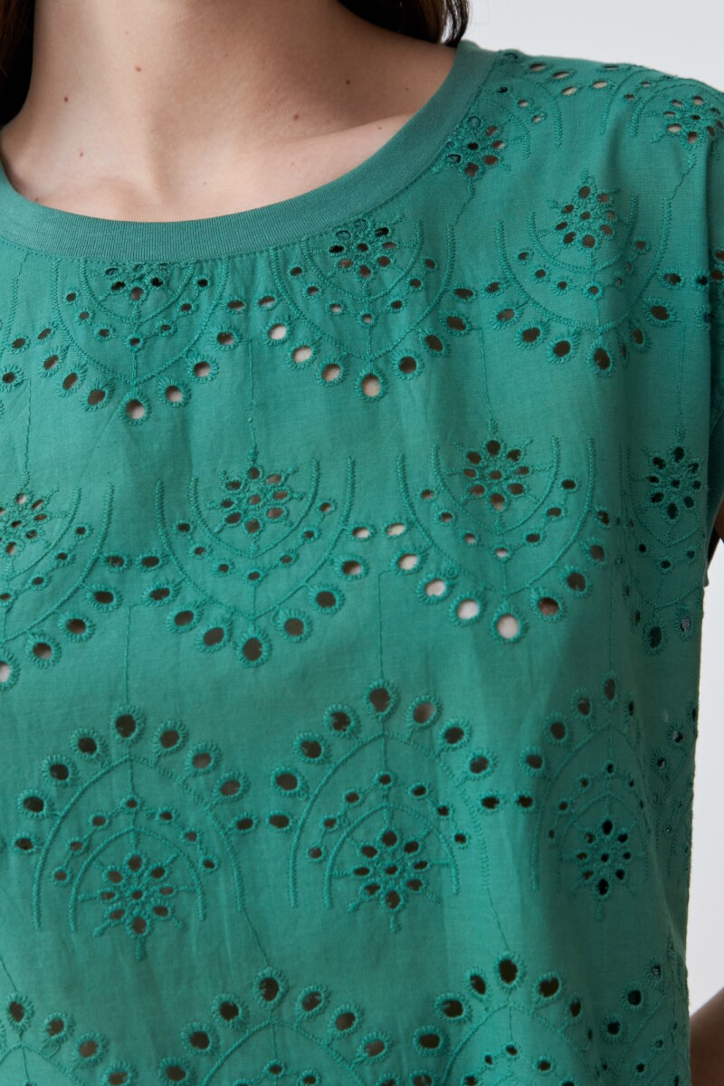 Blusa frente broderie verde