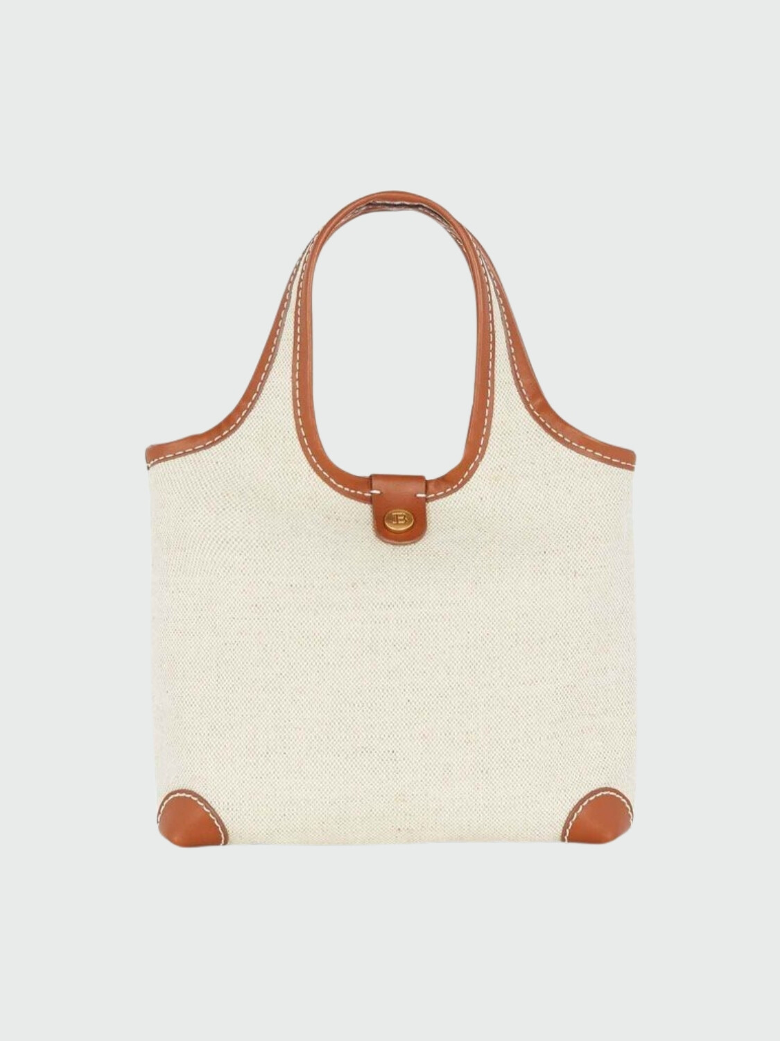 Balmain - Bolso de algodón y lino con logo - Beis Crudo