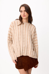 Sweater Lana Crop Oceano Crudo/Camel
