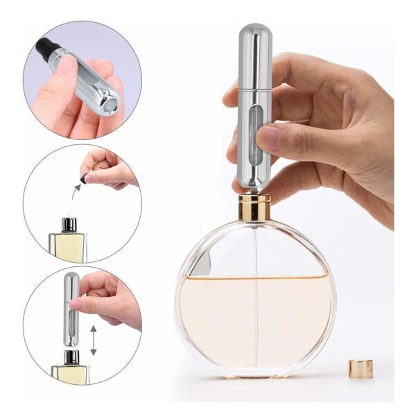 Mini Botella Atomizadora Perfume Portátil Recargable Variante Color Plateado