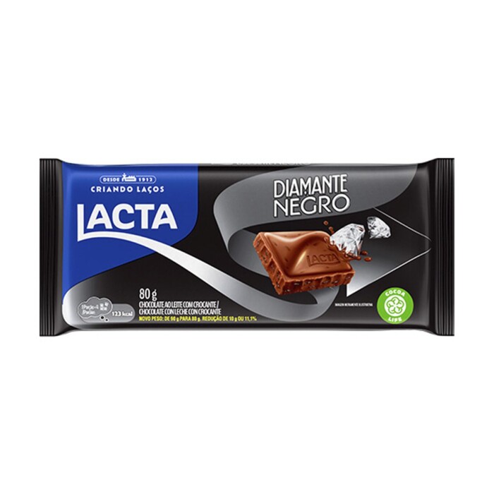 LACTA CHOCOLATE DIAM NEGRO TABLETA X 80 única