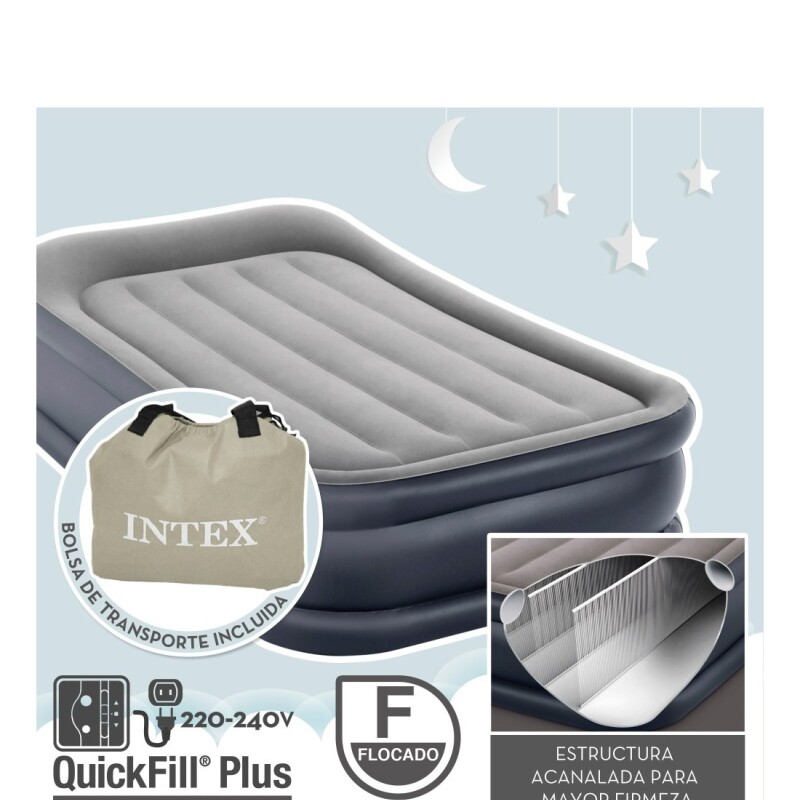 INTEX COLCHON SOMMIER DURA-BEAM PLUS PILLOW DLX 1 PLAZA INFLADOR Intex Colchon Sommier Dura-beam Plus Pillow Dlx 1 Plaza Inflador