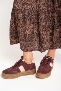 Zapatilla Combinada Bordo
