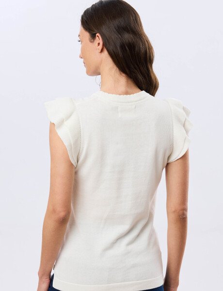 REMERA TEJIDA CON VOLADO Blanco