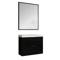 CONJUNTO MUEBLE DE BAÑO MODELO PIETRA NEGRO / MUEBLE DE COLGAR + ESPEJO + BACHA / 80 CM Conjunto Mueble De Baño Modelo Pietra Negro / Mueble De Colgar + Espejo + Bacha / 80 Cm