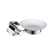 Metal Plateado Brillante Jabonera Con Vidrio Uso Baño Urban