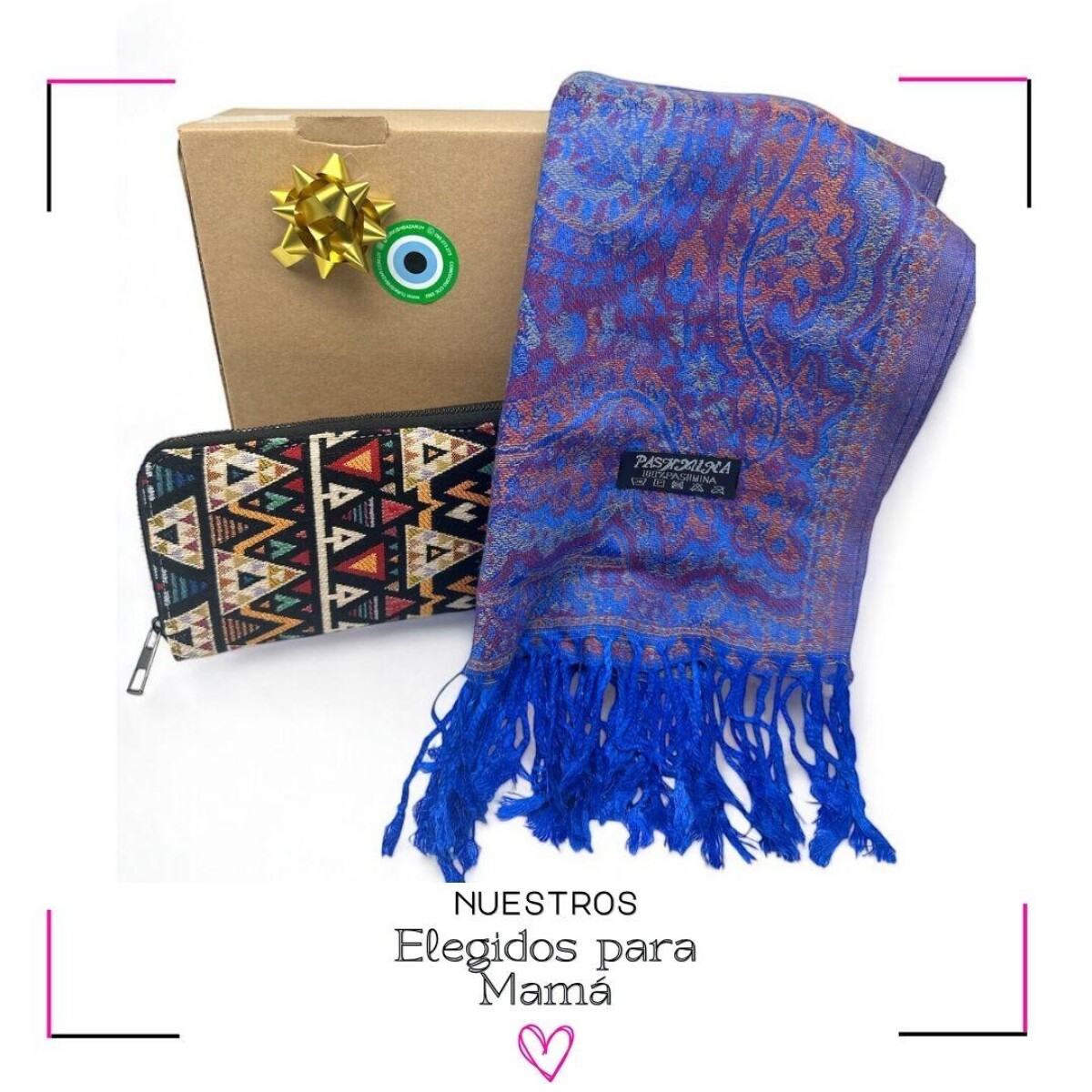 BOX PASHMINA + BILLETERA - Azul 