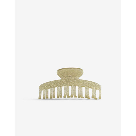 Broche Maxi Acrilico Con Glitter. Dorado