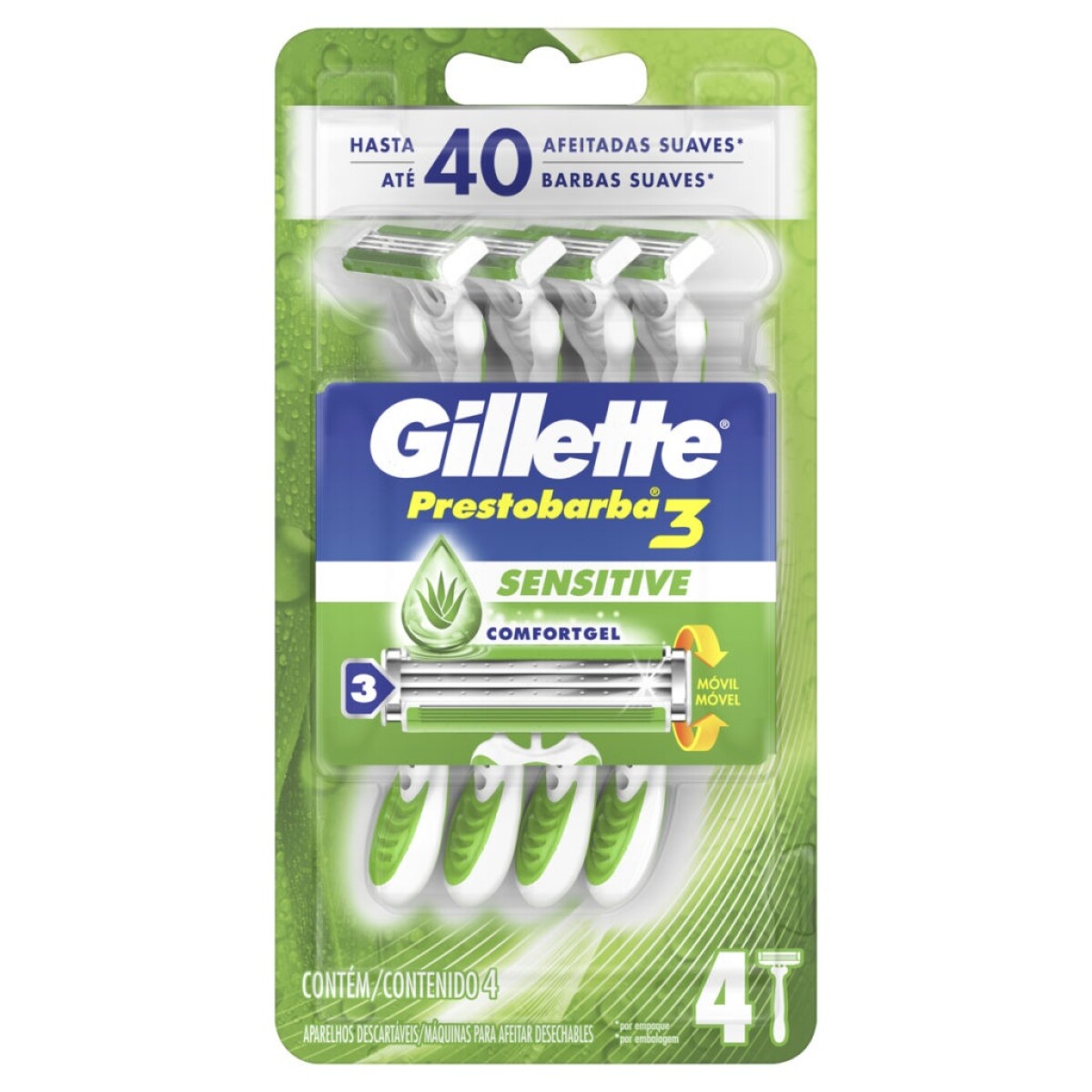 Gillette Presto3 Hombre 4x3 Sensitive 