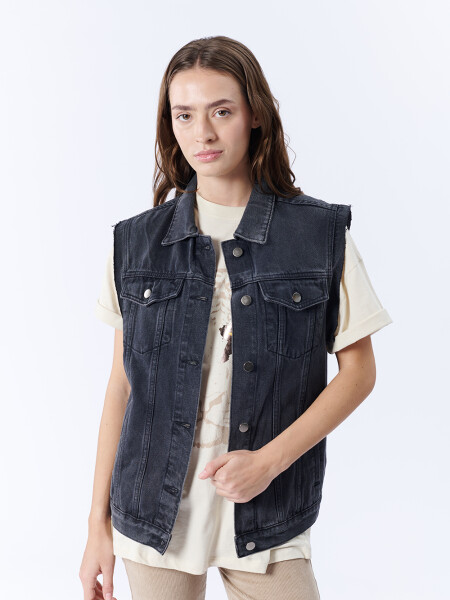 Chaleco Jean Gris Oscuro