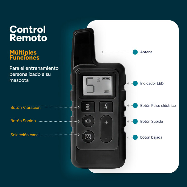 Collar Antiladridos Control Remoto Sumergible Entrenamiento Variante Color Negro