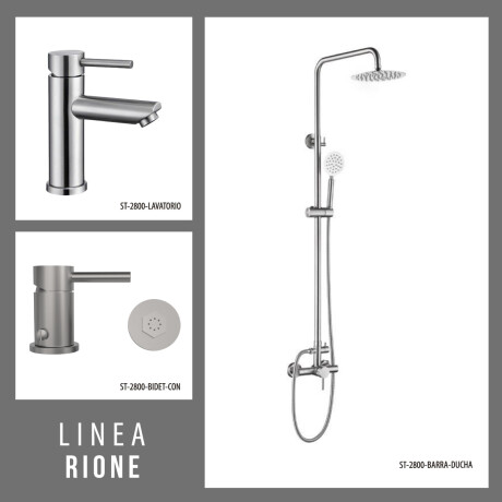 JUEGO DE GRIFERIA LAVATORIO BIDET BARRA DUCHA BRILLO RIONE 000