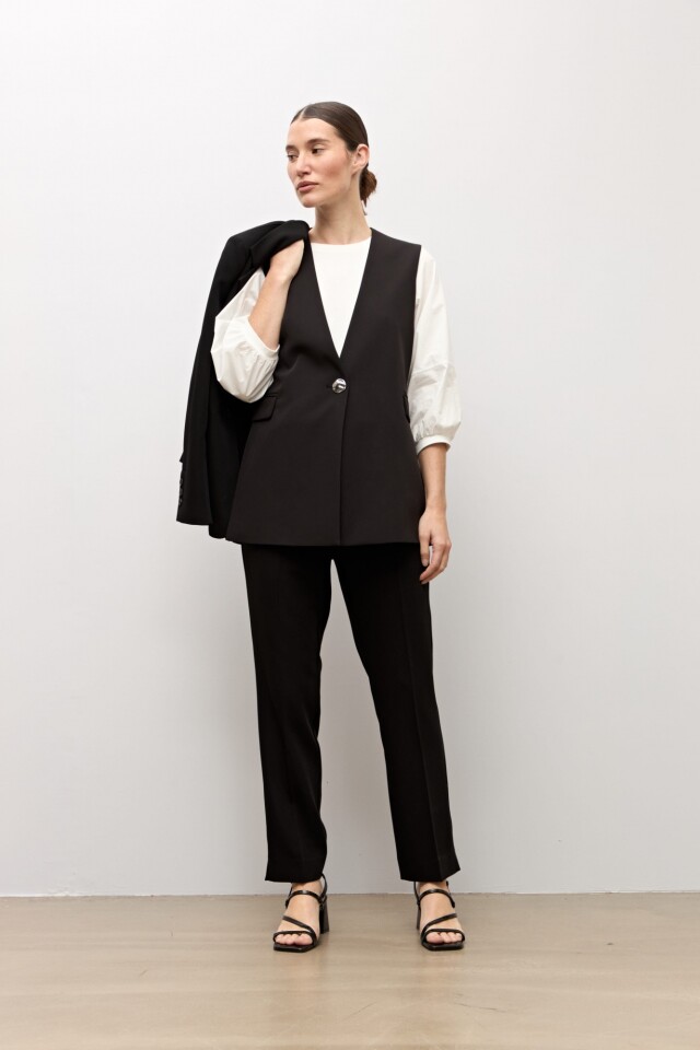 Chaleco largo sastrero negro