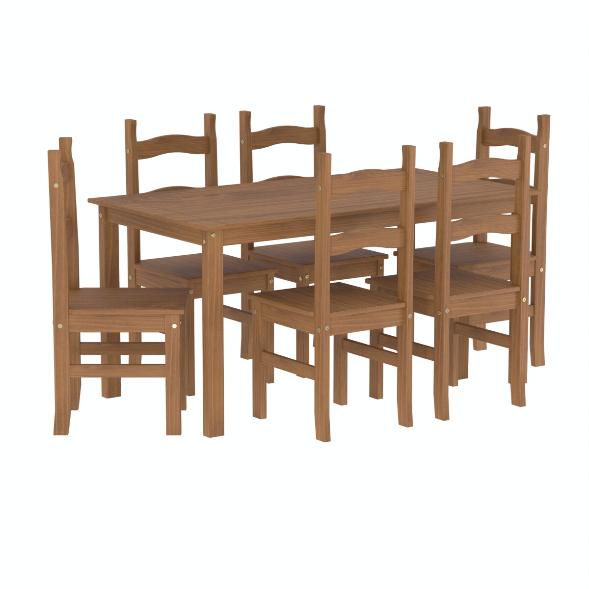 Juego de comedor 6 sillas, linea dorada 