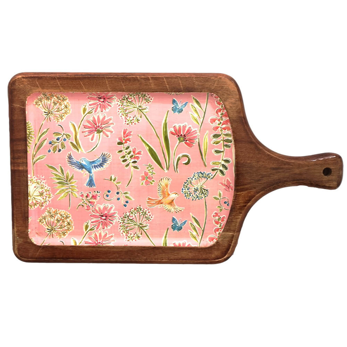 Tabla de Madera de 38 x 22 cm - Pajaros Rosa 