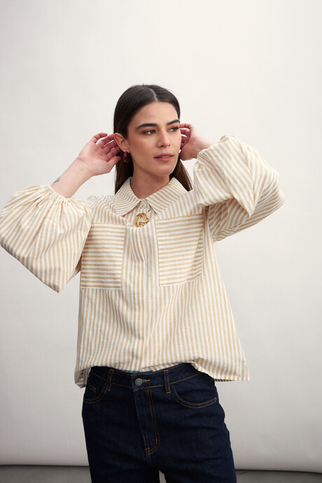 Camisa Flora Beige