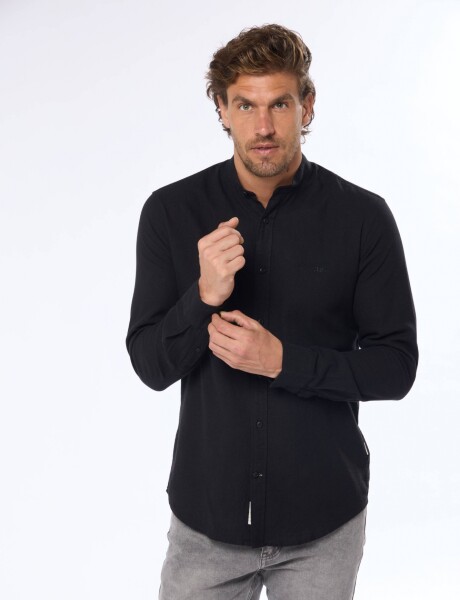 CAMISA DE LINO CUELLO MAO Negro