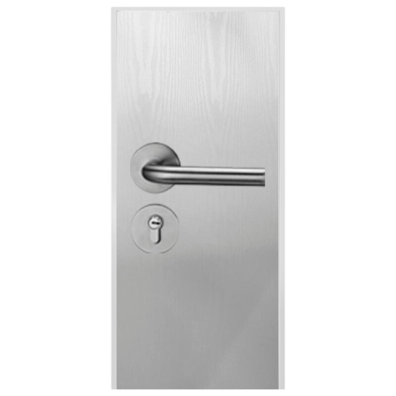 Puerta Desarmada Interior en MDF con Marco y Cerradura Lumax Blanca tramada Herraje Plateado
