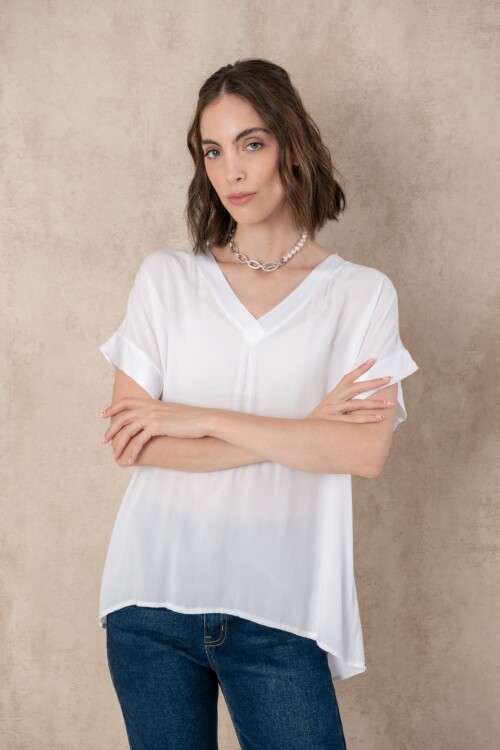 Blusa escote V Blanca