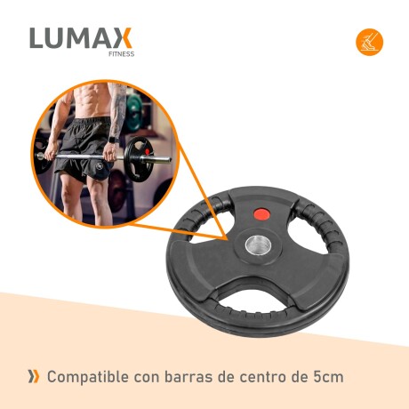 Disco Pesa Olímpica Recubierta Lumax con 3 Agarres 20KG Disco Pesa Olímpica Recubierta Lumax con 3 Agarres 20KG