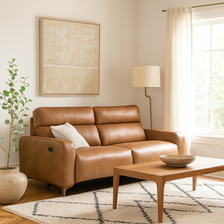Sofa Hush - Cuero Básico - 2 cuerpos 1016 (Nozes)