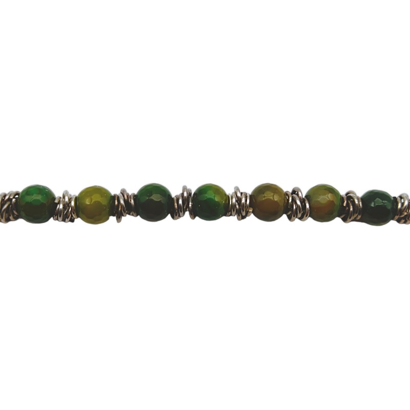 Pulsera Bolitas-Plata 925-Piedra cuarzo verde-PU3003 conpiedra