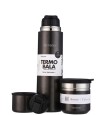 Kit Termo Acero Bala Metalizado 750Ml + Mate Folkie Negro Metalizado