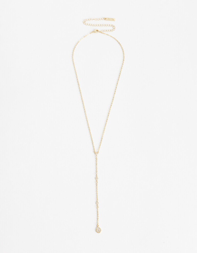 Collares Cortos Cubic zirconia Collar Con Dije De La Línea Delicates. - Dorado